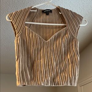 Express Beige Ribbed Crop Top